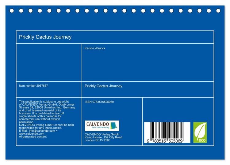 Produktbild: Prickly Cactus Journey (Desk Calendar 2026 DIN A5 landscape), CALVENDO 12 Month DeskCalendar