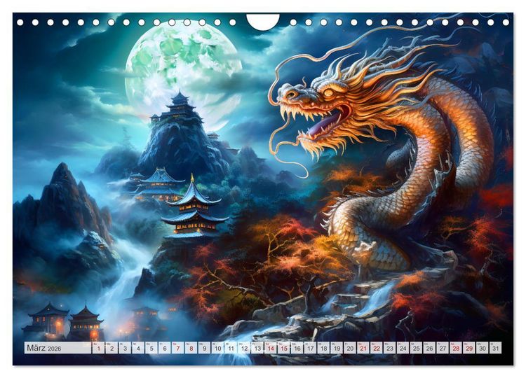 Produktbild: Jahr des Drachen - Im Stil des chinesischen Tierkreiszeichens (Wandkalender 2026 DIN A4 quer), CALVENDO Monatskalender