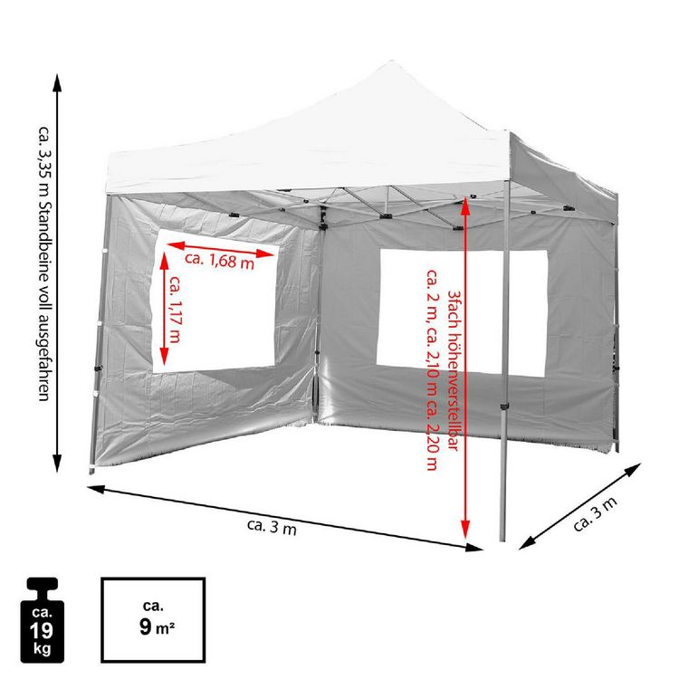 Produktbild: Falt Pavillon 3x3m wei&szlig;+2 Seitenteile