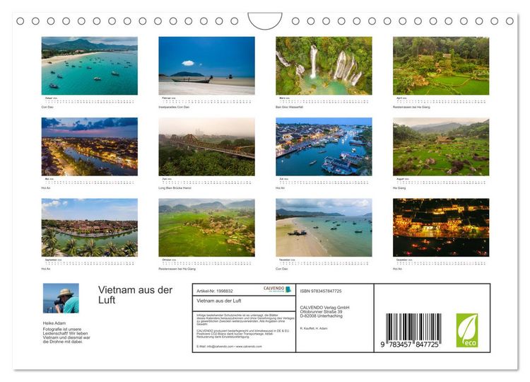 Produktbild: Vietnam aus der Luft (Wandkalender 2026 DIN A4 quer), CALVENDO Monatskalender