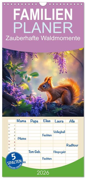 Produktbild: Familienplaner 2026 - Zauberhafte Waldmomente mit 5 Spalten (Wandkalender, 21 x 45 cm) CALVENDO