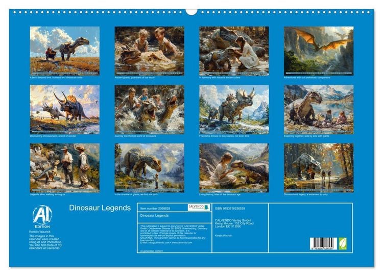 Produktbild: Dinosaur Legends (Wall Calendar 2026 DIN A2 landscape), CALVENDO 12 Month Wall Calendar