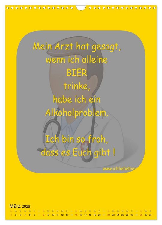 Produktbild: Ich liebe Bier (Wandkalender 2026 DIN A3 hoch), CALVENDO Monatskalender
