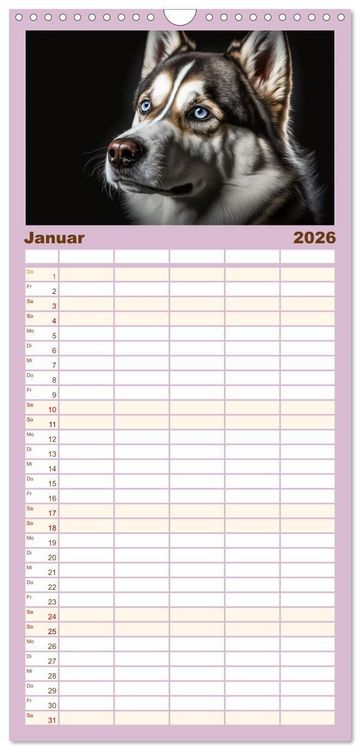 Produktbild: Familienplaner 2026 - Hunde Portr&auml;ts mit 5 Spalten (Wandkalender, 21 x 45 cm) CALVENDO