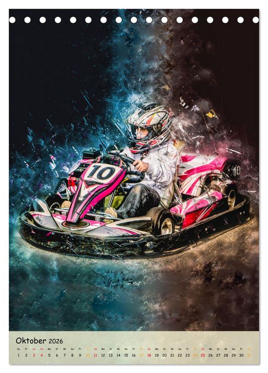 Produktbild: Gokart spektakul&auml;r (Tischkalender 2026 DIN A5 hoch), CALVENDO Monatskalender
