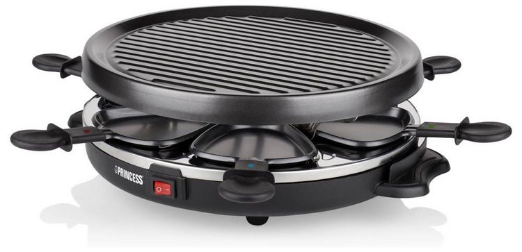 Produktbild: Princess 01.162725.01.001 Raclette 6Pf&auml;nnchen, Antihaftbeschichtung, Kontrollleuchte Schwarz
