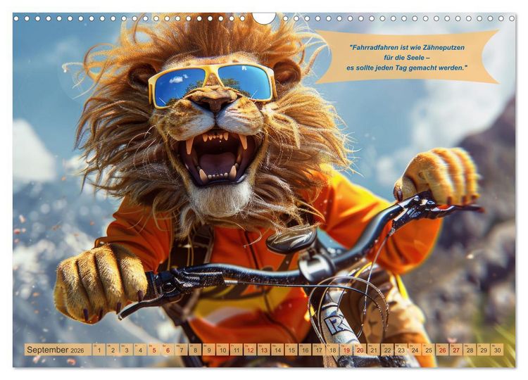 Produktbild: Der tierisch lustige Fahrradkalender (Wandkalender 2026 DIN A3 quer), CALVENDO Monatskalender