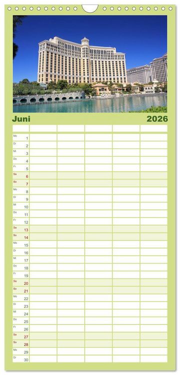 Produktbild: Familienplaner 2026 - Las Vegas - Nevada mit 5 Spalten (Wandkalender, 21 x 45 cm) CALVENDO