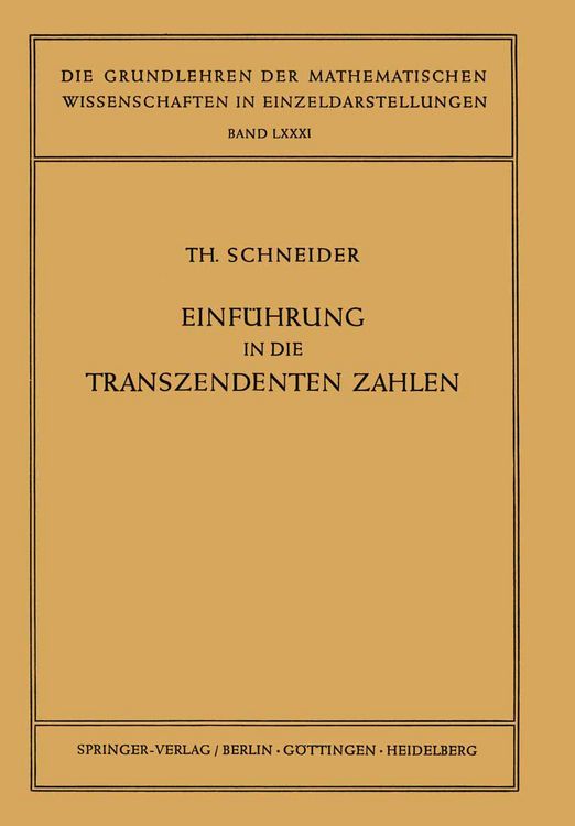 Produktbild: Einf&uuml;hrung in die Transzendenten Zahlen