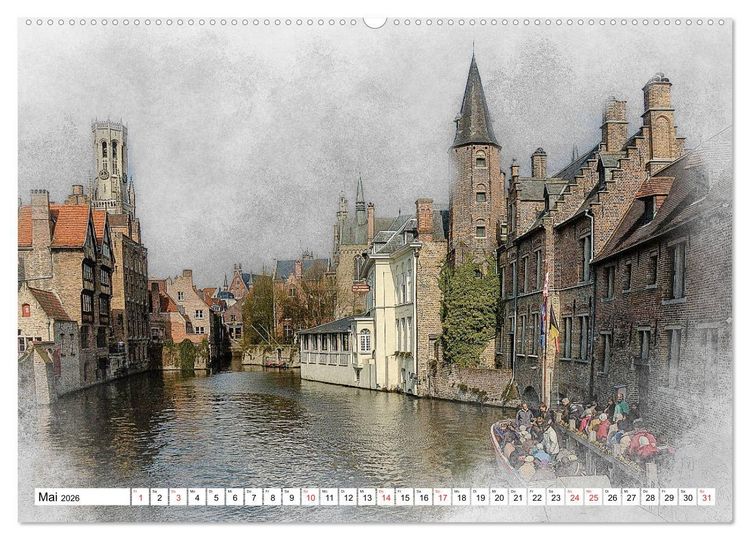 Produktbild: Br&uuml;gge, die Perle von Flandern (hochwertiger Premium Wandkalender 2026 DIN A2 quer), Kunstdruck in Hochglanz