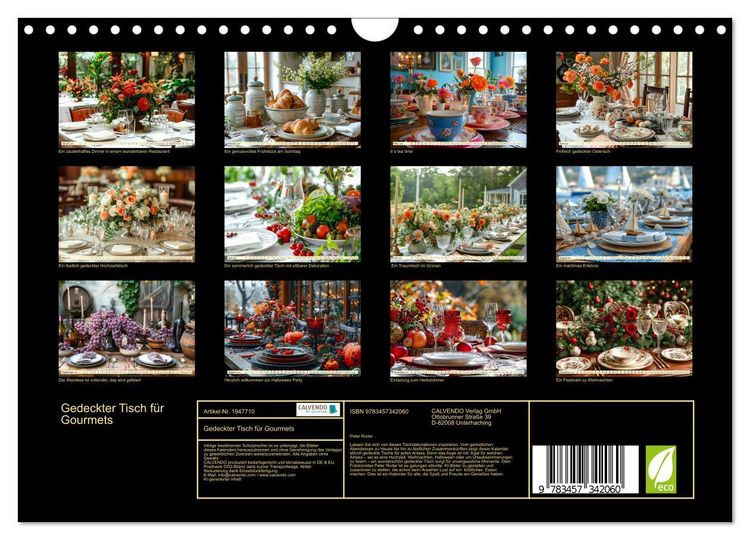 Produktbild: Gedeckter Tisch f&uuml;r Gourmets (Wandkalender 2026 DIN A4 quer), CALVENDO Monatskalender
