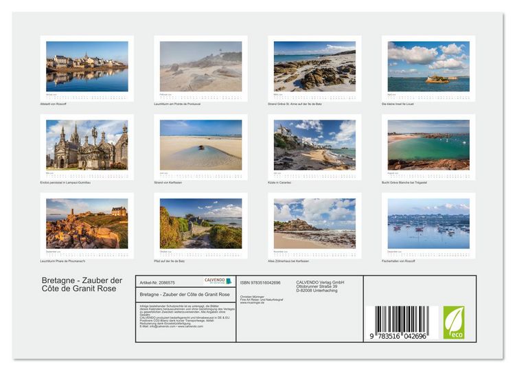 Produktbild: Bretagne - Zauber der C&ocirc;te de Granit Rose (Wandkalender 2026 DIN A4 quer), CALVENDO Monatskalender