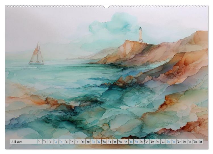 Produktbild: Segeltr&auml;ume und Leuchtturmlichter (hochwertiger Premium Wandkalender 2026 DIN A2 quer), Kunstdruck in Hochglanz