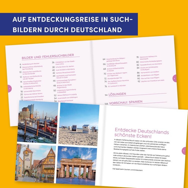 Produktbild: In 444 Fehlern um die Welt &ndash; Deutschland. Finde die Unterschiede in den sch&ouml;nsten Motiven Deutschlands