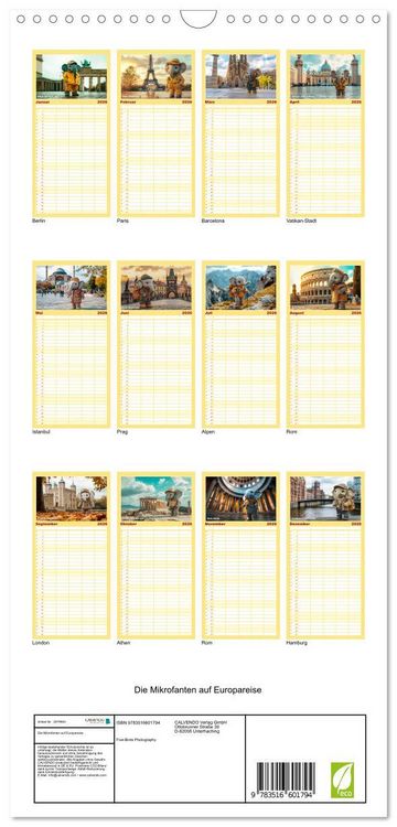 Produktbild: Familienplaner 2026 - Die Mikrofanten auf Europareise mit 5 Spalten (Wandkalender, 21 x 45 cm) CALVENDO