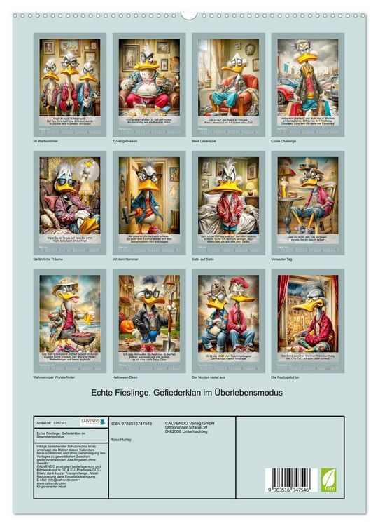 Produktbild: Echte Fieslinge. Gefiederklan im &Uuml;berlebensmodus (hochwertiger Premium Wandkalender 2026 DIN A2 hoch), Kunstdruck in Hochglanz