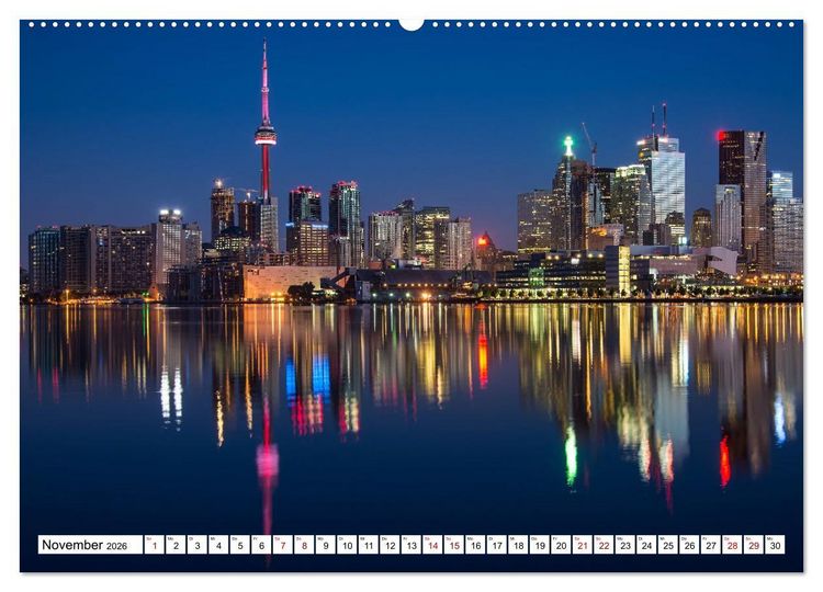 Produktbild: Skylines der sch&ouml;nsten Metropolen weltweit (hochwertiger Premium Wandkalender 2026 DIN A2 quer), Kunstdruck in Hochglanz