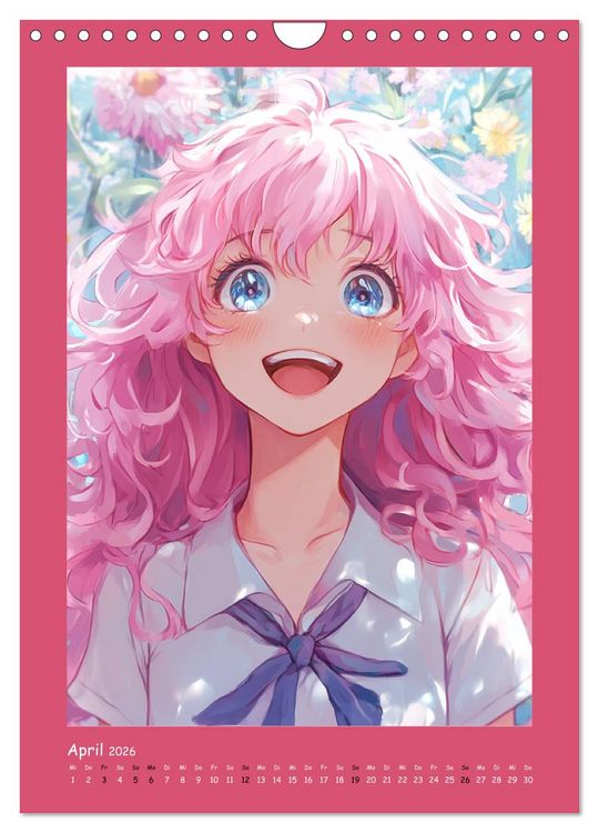 Produktbild: Zauberhafte Momente. Rosa Tr&auml;ume im Manga-Stil (Wandkalender 2026 DIN A4 hoch), CALVENDO Monatskalender