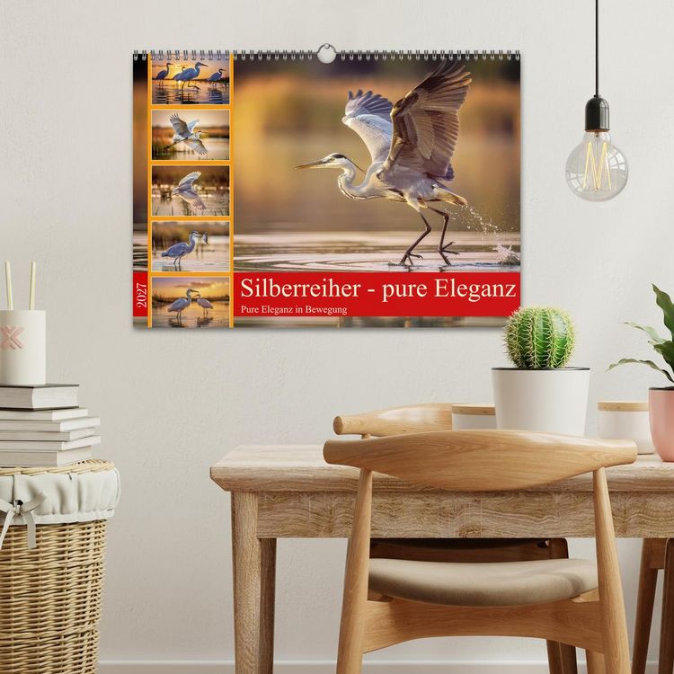 Produktbild: Silberreiher - pure Eleganz (Wandkalender 2027 DIN A3 quer), CALVENDO Monatskalender