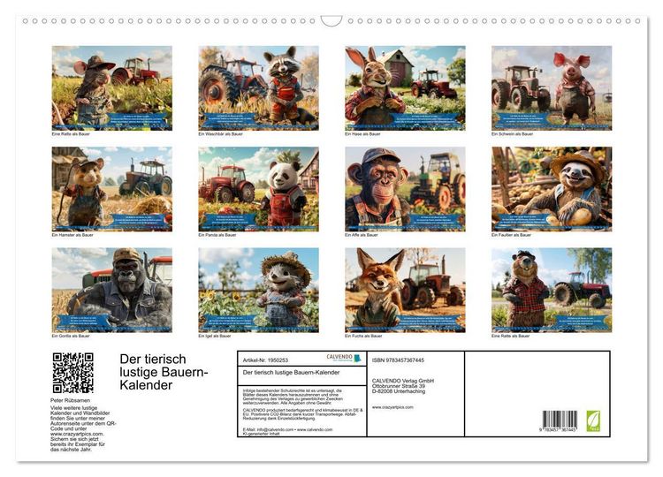 Produktbild: Der tierisch lustige Bauern-Kalender (Wandkalender 2026 DIN A2 quer), CALVENDO Monatskalender
