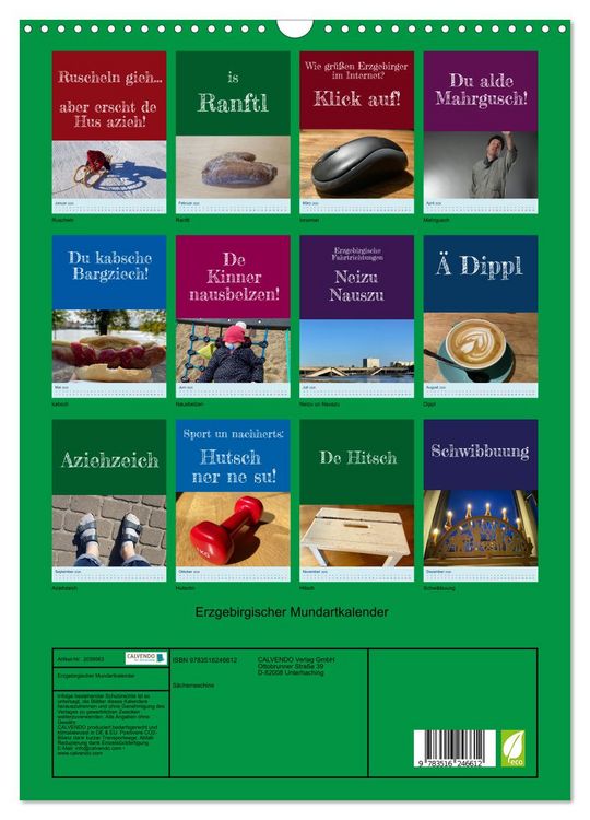 Produktbild: Erzgebirgischer Mundartkalender (Wandkalender 2026 DIN A3 hoch), CALVENDO Monatskalender
