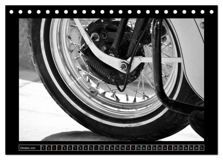 Produktbild: Harley Davidson WLA 750 in Schwarzweiss (Tischkalender 2026 DIN A5 quer), CALVENDO Monatskalender