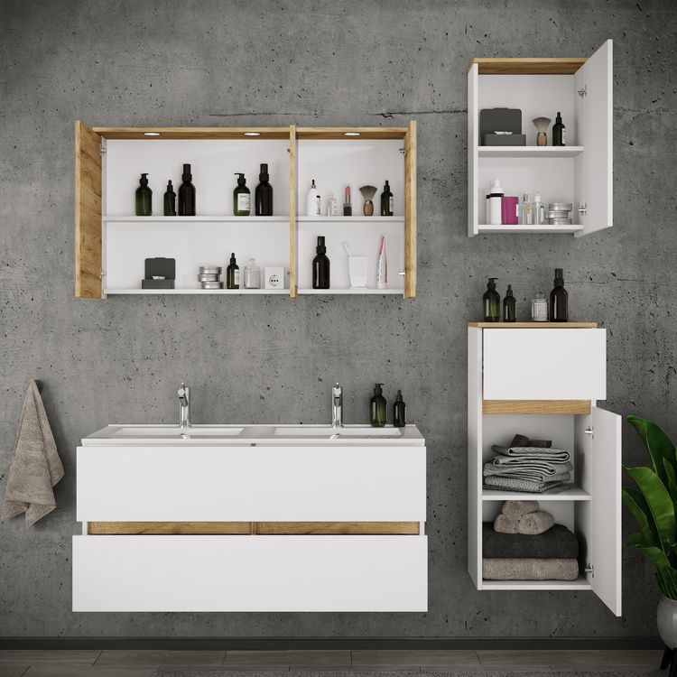 Produktbild: 5 tlg. Badm&ouml;bel-Set mit Waschbecken Cosila-I 111cm