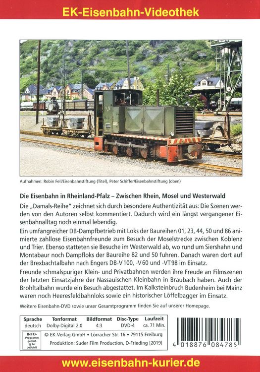 Produktbild: Die Eisenbahn in Rheinland-Pfalz damals, 1 DVD