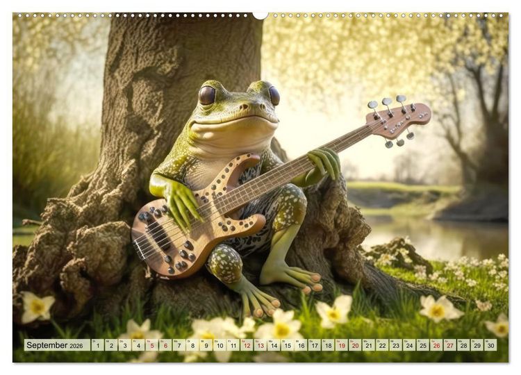 Produktbild: Frosch Konzert (hochwertiger Premium Wandkalender 2026 DIN A2 quer), Kunstdruck in Hochglanz