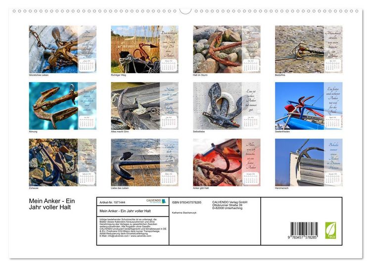 Produktbild: Mein Anker - Ein Jahr voller Halt (hochwertiger Premium Wandkalender 2026 DIN A2 quer), Kunstdruck in Hochglanz