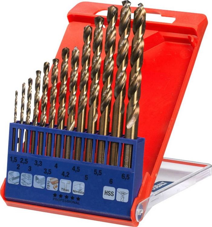 Produktbild: Kwb 421600 HSS-Co Metall-Spiralbohrer-Set 13teilig M35 DIN 338 Zylinderschaft 1St.