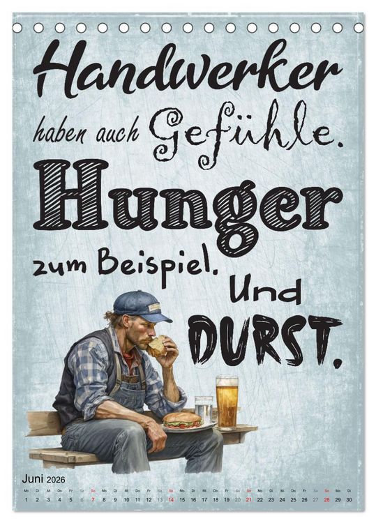 Produktbild: Handwerker Spr&uuml;che (Tischkalender 2026 DIN A5 hoch), CALVENDO Monatskalender