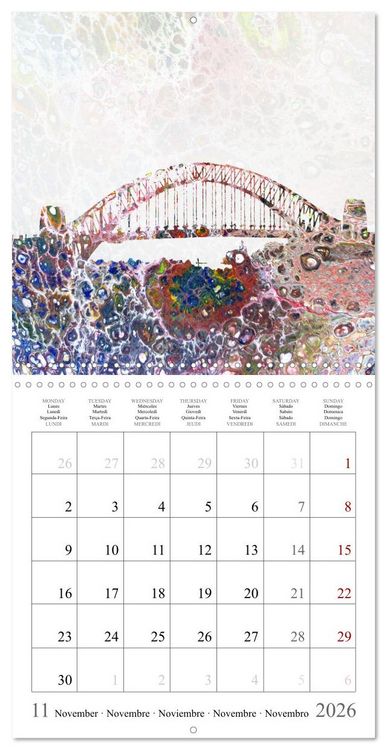 Produktbild: Colorful metropolises of the world - Acrylic Pouring of skylines of famous world cities (Wall Calendar 2026 12 &times; 12 Inch) CALVENDO 12 Month Wall Calendar