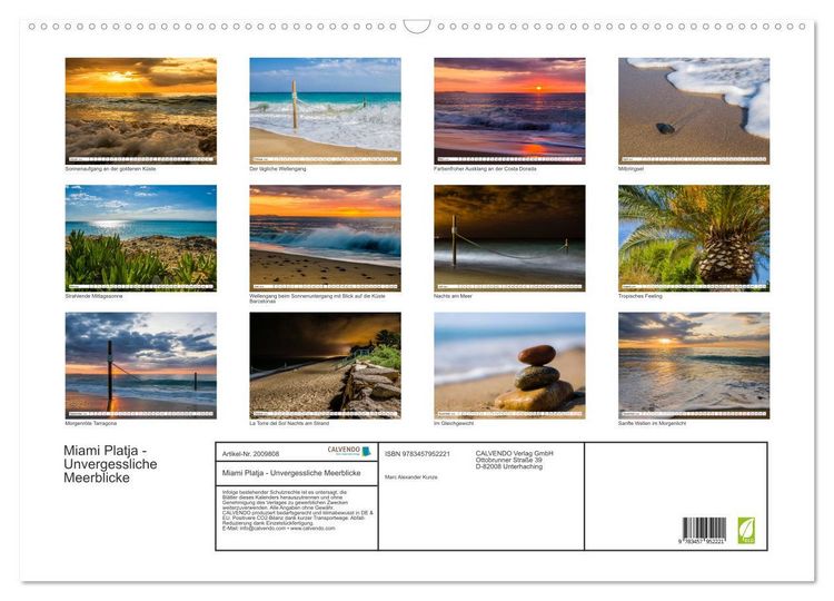 Produktbild: Miami Platja - Unvergessliche Meerblicke (Wandkalender 2026 DIN A2 quer), CALVENDO Monatskalender