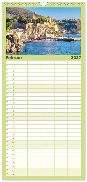Produktbild: Familienplaner 2027 - Liparische Inseln - Vulkane im Tyrrhenischen Meer mit 5 Spalten (Wandkalender, 21 x 45 cm) CALVENDO