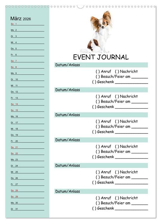 Produktbild: B-DAY PLANER - Aquarell Hunderassen - F&uuml;r Termine, Geschenke, Eventdetails & mehr (hochwertiger Premium Wandkalender 2026 DIN A2 hoch), Kunstdruck in Hochglanz