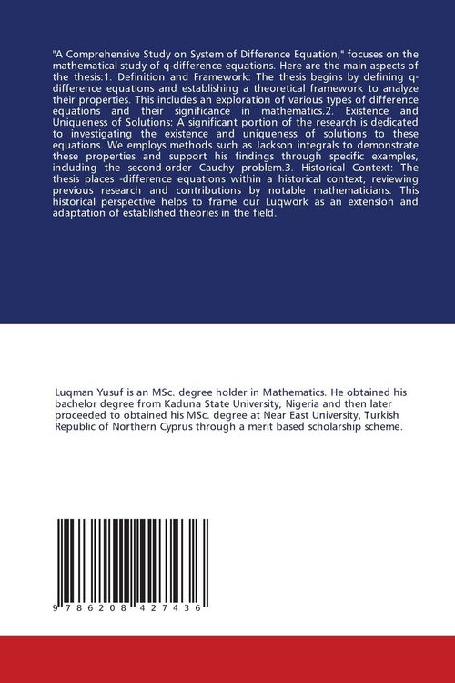 Produktbild: A Comprehensive Study on System of q-Difference Equation
