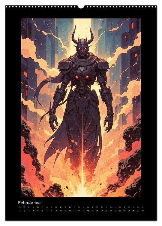 Produktbild: Cybertronic Chaos: Anime-inspirierte KI- Charaktere (Wandkalender 2026 DIN A2 hoch), CALVENDO Monatskalender