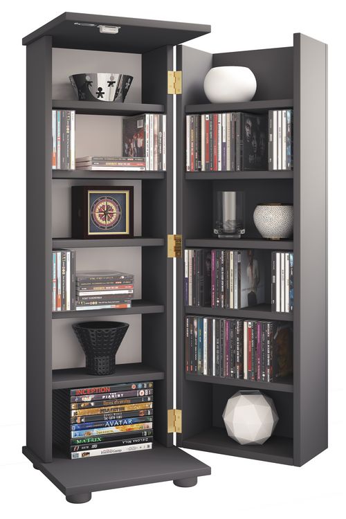 Produktbild: Holz Schrank CD DVD Regal abschlie&szlig;bar Engalo L