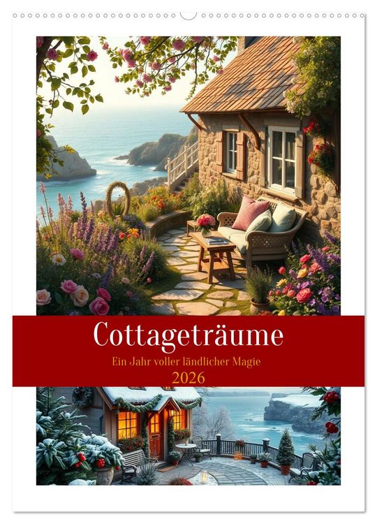 Produktbild: Cottagetr&auml;ume - Ein Jahr voller l&auml;ndlicher Magie (Wandkalender 2026 DIN A2 hoch), CALVENDO Monatskalender
