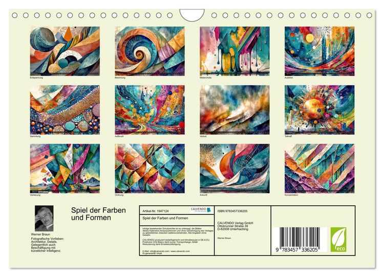 Produktbild: Spiel der Farben und Formen (Wandkalender 2026 DIN A4 quer), CALVENDO Monatskalender