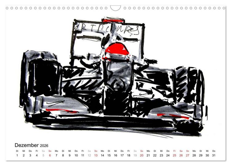 Produktbild: Illustrationen Formel 1 Rennwagen (Wandkalender 2026 DIN A3 quer), CALVENDO Monatskalender
