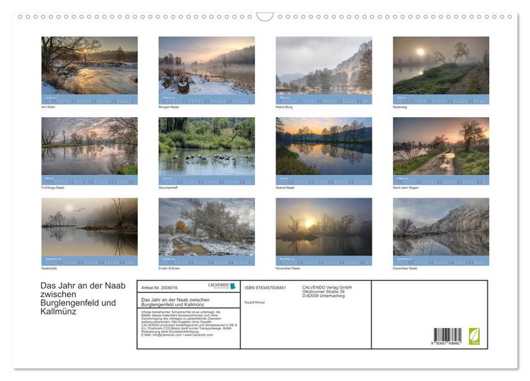 Produktbild: Das Jahr an der Naab zwischen Burglengenfeld und Kallm&uuml;nz (Wandkalender 2026 DIN A2 quer), CALVENDO Monatskalender