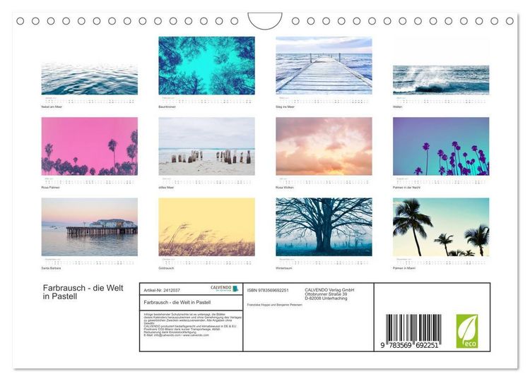 Produktbild: Farbrausch - die Welt in Pastell (Wandkalender 2027 DIN A4 quer), CALVENDO Monatskalender