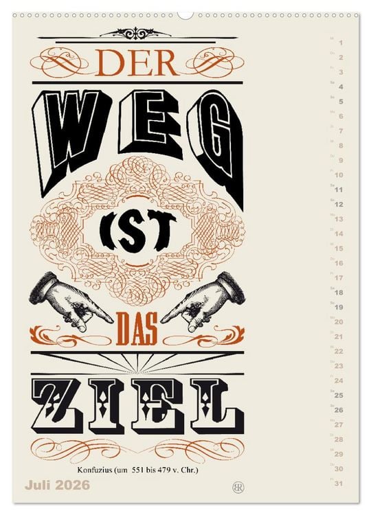 Produktbild: Die sch&ouml;nsten Lebensweisheiten Typo - Kalender (hochwertiger Premium Wandkalender 2026 DIN A2 hoch), Kunstdruck in Hochglanz