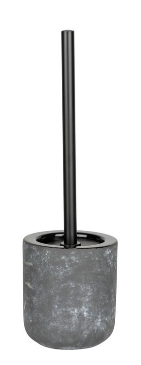 Produktbild: WC-Garnitur Mod. Sacile, grau/schwarz, Keramik, Edelstahl, &Oslash;11.5x38 cm, Betonoptik, freistehend,