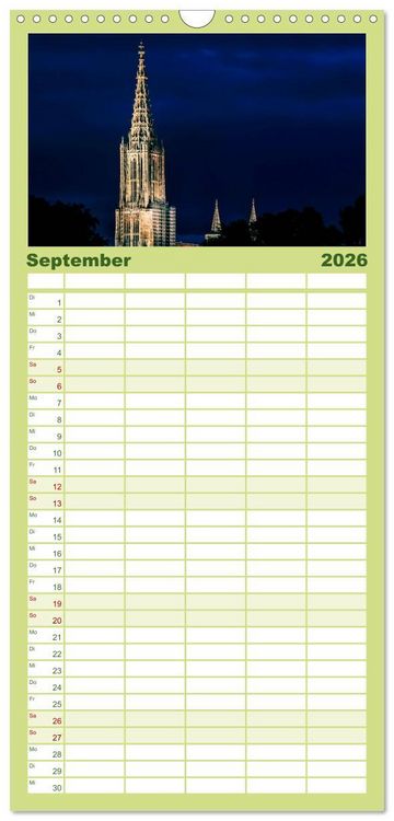 Produktbild: Familienplaner 2026 - B&uuml;hne frei f&uuml;r Ulm an der Donau mit 5 Spalten (Wandkalender, 21 x 45 cm) CALVENDO