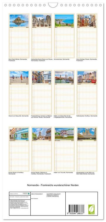 Produktbild: Familienplaner 2027 - Normandie - Frankreichs wundersch&ouml;ner Norden mit 5 Spalten (Wandkalender, 21 x 45 cm) CALVENDO