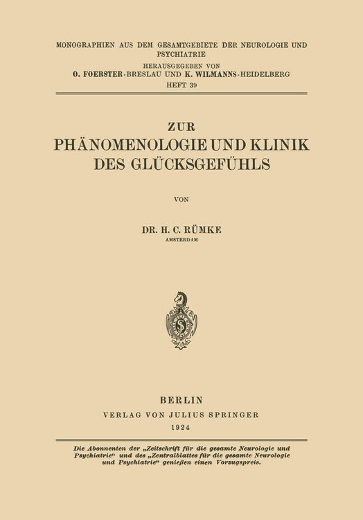 Produktbild: Zur Ph&auml;nomenologie und Klinik des Gl&uuml;cksgef&uuml;hls