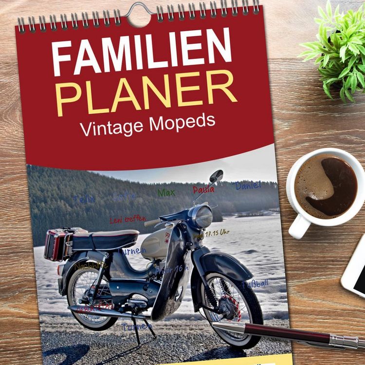 Produktbild: Familienplaner 2026 - Vintage Mopeds mit 5 Spalten (Wandkalender, 21 x 45 cm) CALVENDO